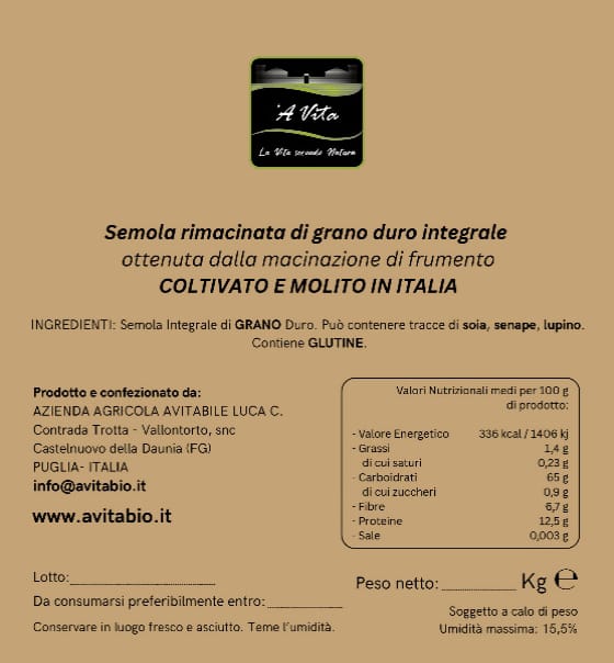 Semola rimacinata di grano duro integrale - immagine 5