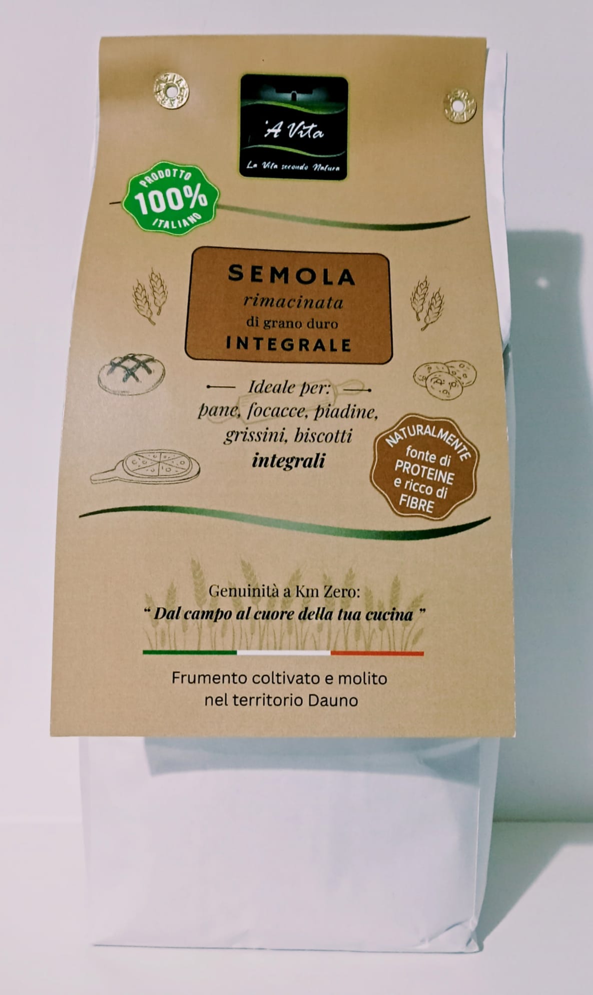 Semola rimacinata di grano duro integrale